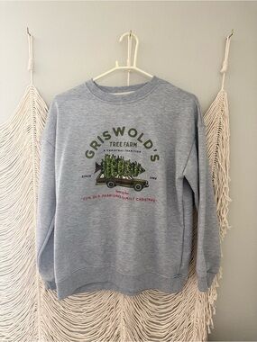 Crewneck Sweatshirt in Light Gray with Tree Farm Graphic